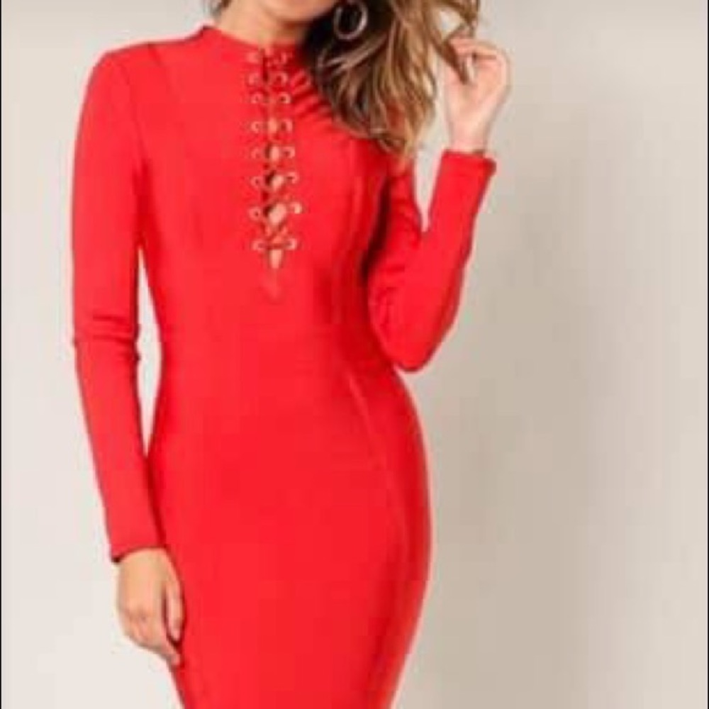 Stunning red cocktail dress bondage material